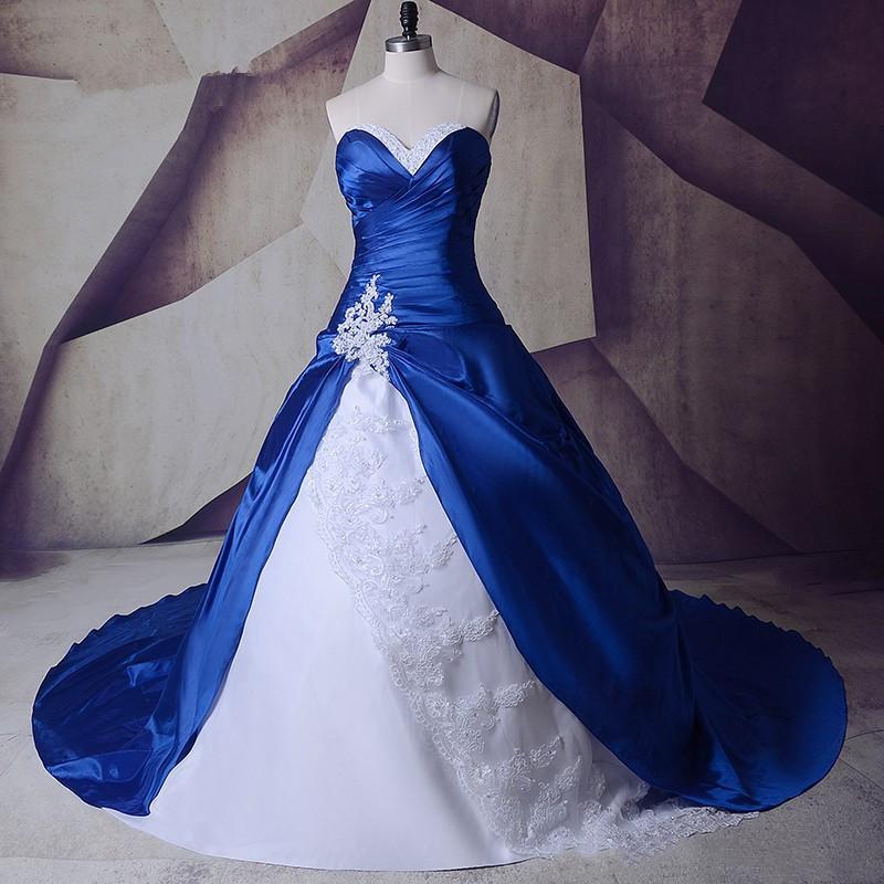 Badminton Victory - Chapel White And Royal Blue Satin